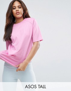 Свободная футболка с подплечниками ASOS TALL - Розовый