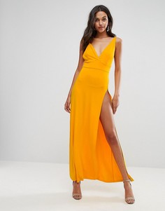Платье макси с разрезом ASOS - Оранжевый