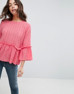 Свободный топ в стиле casual с вышивкой ASOS - Розовый