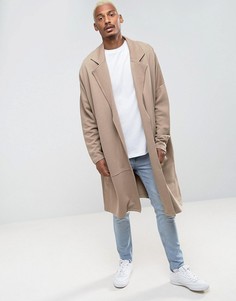 Длинное легкое трикотажное пальто в стиле oversize ASOS - Бежевый