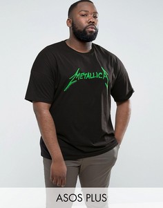 Свободная футболка с ярким принтом Metallica ASOS PLUS - Черный