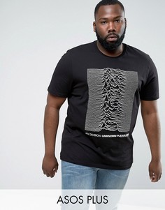 Длинная футболка с принтом Joy Division ASOS PLUS - Черный