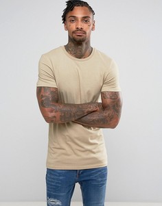 Длинная обтягивающая футболка ASOS - Бежевый