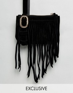 Сумка-кошелек на пояс с бахромой Reclaimed Vintage Inspired - Черный
