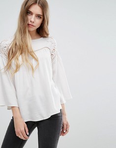 Блузка с кружевной вставкой Vila - Белый