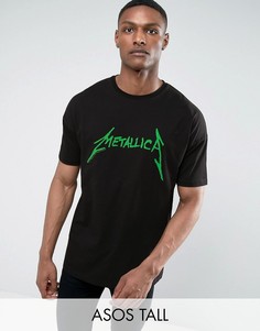 Oversize-футболка с принтом Metallica ASOS TALL - Черный