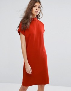 Однотонное платье с воротником-стойкой Vila - Красный
