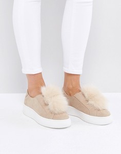 Кроссовки телесного цвета с меховой отделкой Steve Madden - Розовый