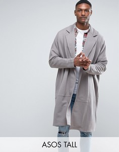 Длинная оversize-куртка из трикотажа ASOS TALL - Серый