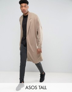 Длинная оversize-куртка из трикотажа ASOS TALL - Бежевый