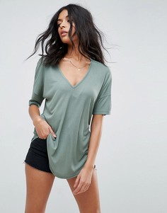 Свободная футболка в рубчик ASOS - Зеленый