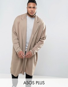 Длинная оversize-куртка из трикотажа ASOS PLUS - Бежевый