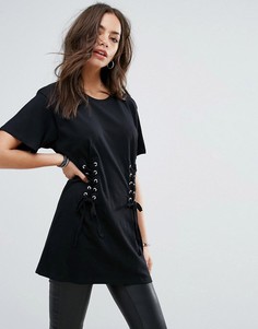 Футболка с корсетом New Look - Черный