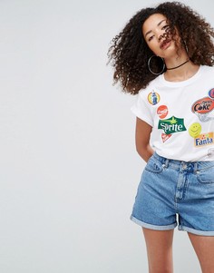 Футболка с нашивками Coca Cola ASOS - Белый