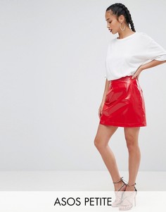 Виниловая мини-юбка ASOS PETITE - Красный