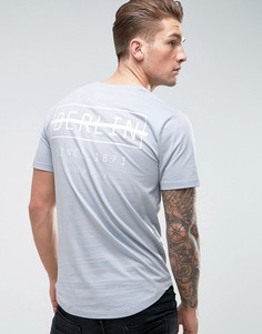Удлиненная футболка с асимметричным краем и принтом Only &amp; Sons - Синий