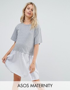 Свободное платье-футболка ASOS Maternity - Серый