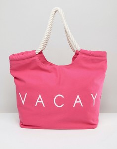 Розовая пляжная сумка с принтом Vacay South Beach - Розовый