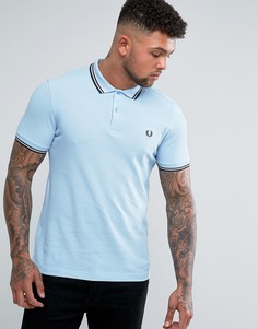 Синяя узкая футболка-поло с контрастными полосками Fred Perry - Синий