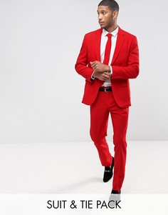 Красный облегающий костюм и галстук OppoSuits PROM - Красный