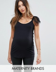 Топ с сетчатыми рукавами New Look Maternity - Черный