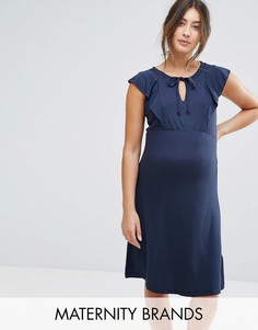 Трикотажное платье с оборкой Mamalicious - Темно-синий Mama.Licious
