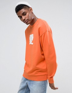 Оранжевый свободный свитшот с китайским принтом ASOS - Оранжевый