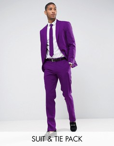 Фиолетовый облегающий костюм и галстук OppoSuits PROM - Фиолетовый