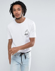 Удлиненная футболка с принтом ASOS - Белый