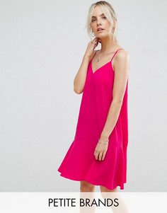 Платье на тонких бретельках с оборкой на подоле New Look Petite - Розовый