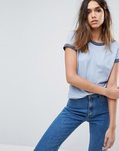 Футболка с контрастным воротником Boohoo - Синий