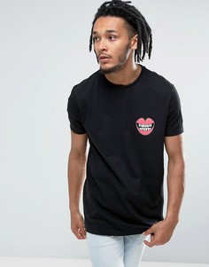 Удлиненная футболка с принтом ASOS - Черный