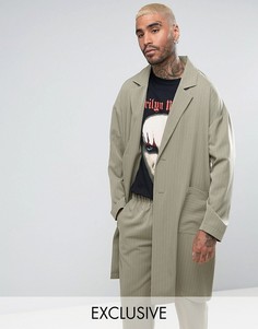 Длинный пиджак в полоску Reclaimed Vintage Inspired - Зеленый