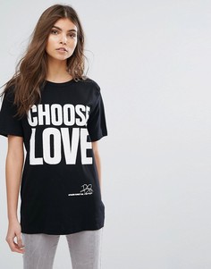Черная футболка с принтом Choose Love Help Refugees - Черный