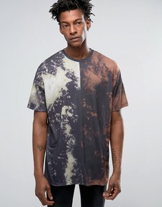 Черная выбеленная oversize-футболка ASOS - Серый