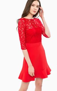 Красное коктейльное платье с глубоким вырезом на спине Liu Jo