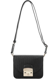 Маленькая черная сумка из фактурной кожи Furla