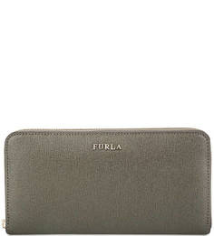 Кошелек цвета хаки из сафьяновой кожи Furla