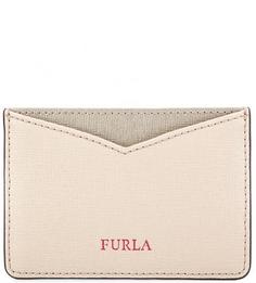 Бежевая визитница из натуральной кожи Furla