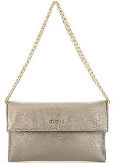 Золотистый клатч с плечевой цепочкой Guess