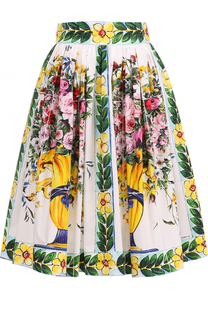 Хлопковая юбка-миди с ярким принтом Dolce &amp; Gabbana