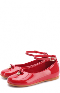 Лаковые туфли с бантом и ремешком на щиколотке Dolce &amp; Gabbana