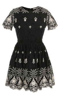 Кружевное мини-платье с контрастной вышивкой Alice + Olivia