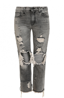 Укороченные джинсы с потертостями R13