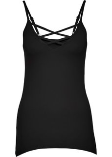 Топ с асимметричным подолом (черный) Bonprix
