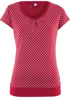 Футболка с короткими рукавами (красный/белый в горошек) Bonprix