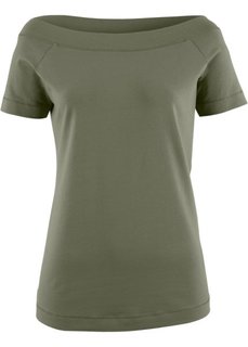 Футболка с вырезом-лодочкой и рукавом 1/2 (оливковый) Bonprix