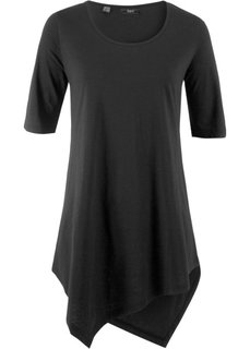 Футболка с рукавом 1/2 и асимметричным низом (черный) Bonprix