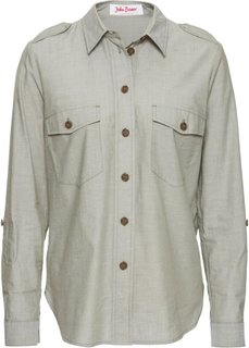 Удлиненная блуза с длинным рукавом с подворотом (оливковый) Bonprix