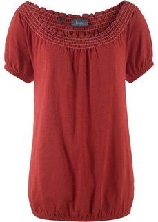 Футболка с вырезом-кармен (красный каштан) Bonprix